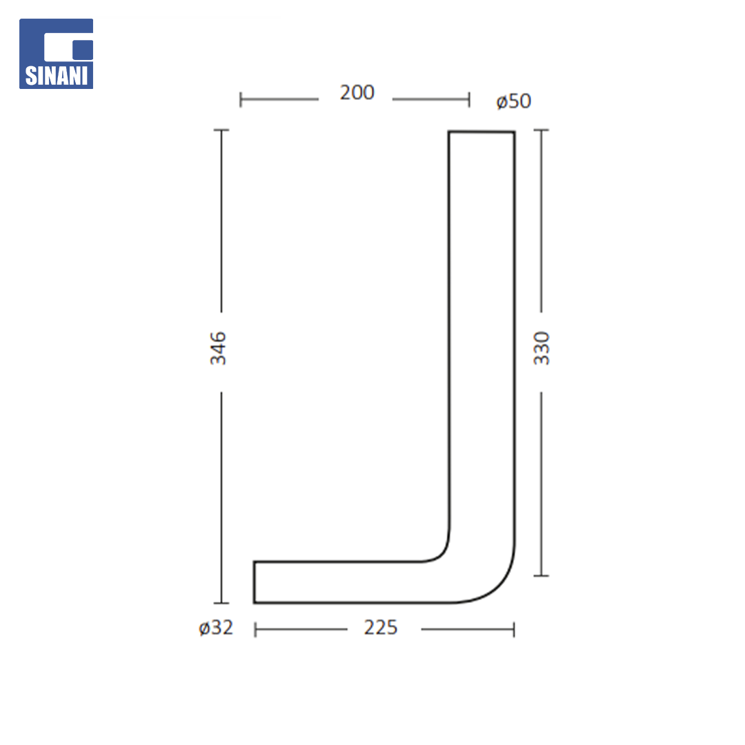 Tub shkarkimi për kasetë Ø50x32, gjatësi 346x225