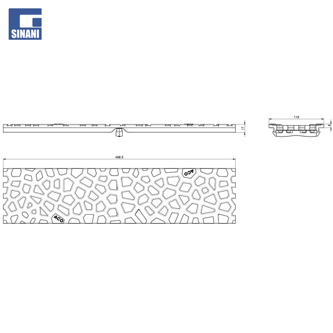 Euroline grilë gize "Voronoi Design", B125, 0.5m