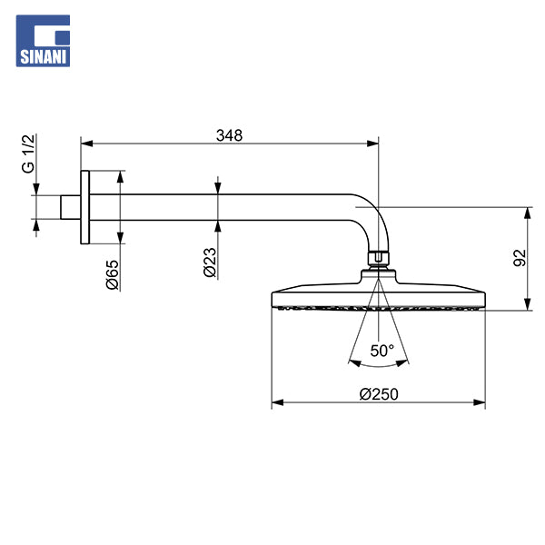 Kokë dushi rrethore Ø250 me krah dushi HansaViva