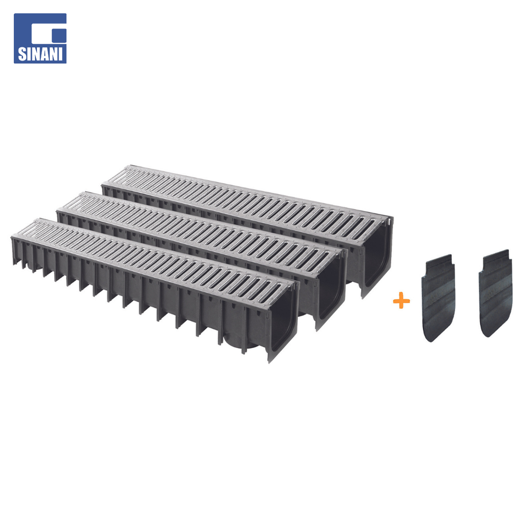 Kit me 3 kanalina 1m me grilë xingato 100x100 me 2 tapa dhe karton