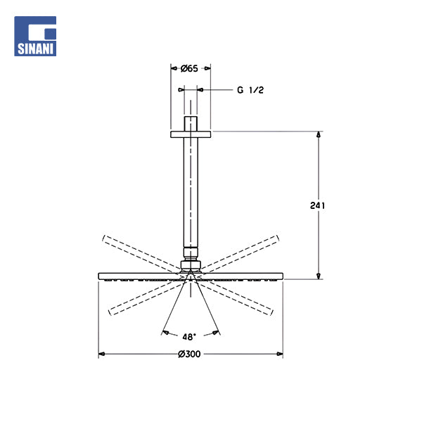 Kokë dushi tavanore rrethore me krah dushi HansaViva
