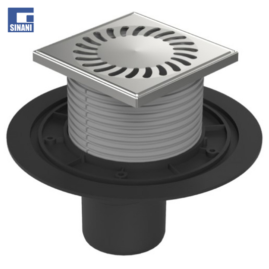 Piletë dyshemeje vertikale Ø75 me grilë inoksi Sun