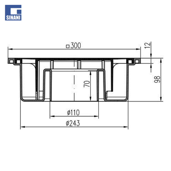 Piletë dyshemeje vertikale D110, 300×300 mm, 1500 kg