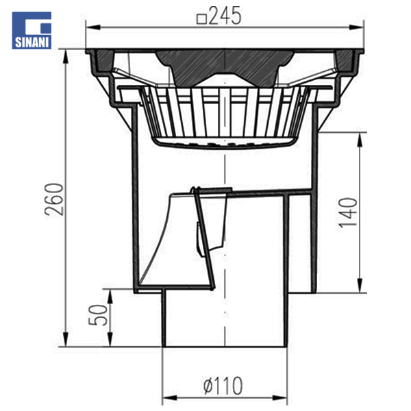 Piletë rruge vertikale Ø160/110 me grilë gize Sun dhe klapet