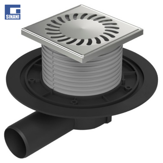 Piletë dyshemeje horizontale me grilë dhe kornizë inoksi DN50