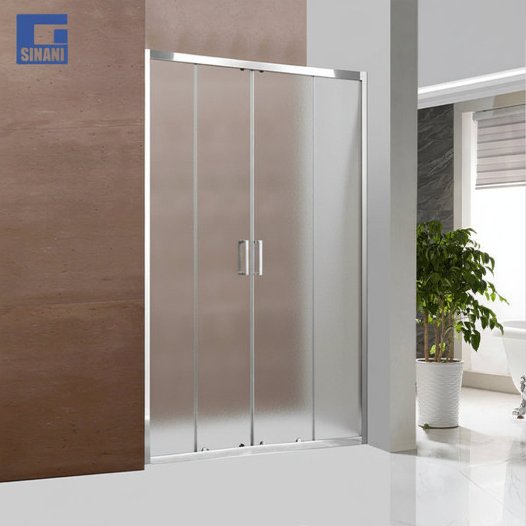 Derë xhami Linea me xham transparent me panele krom