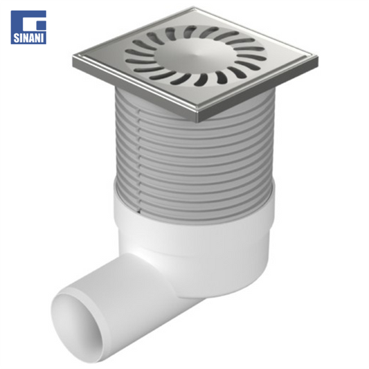 Piletë dyshemeje anësore me grilë inoksi 100x100 / Ø50