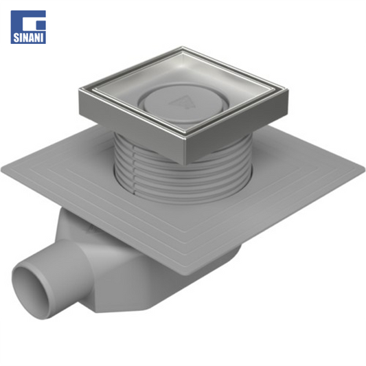 Piletë dyshemeje e ulët me sifon, kornizë inoksi dhe grilë Ceramics