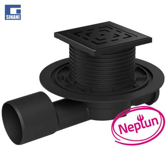 Piletë dyshemeje horizontale Neptun me grilë inoksi Labyrinth e zezë