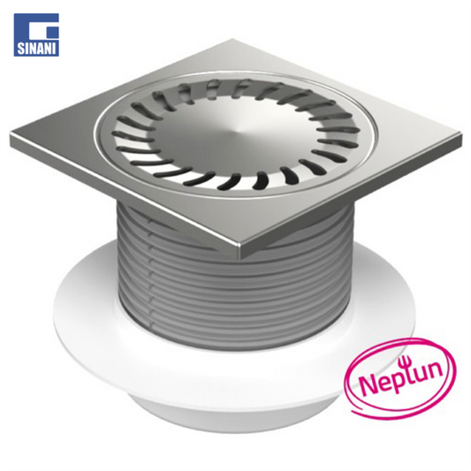 Piletë dyshemeje vertikale Ø50 Neptun me grilë inoksi Sun