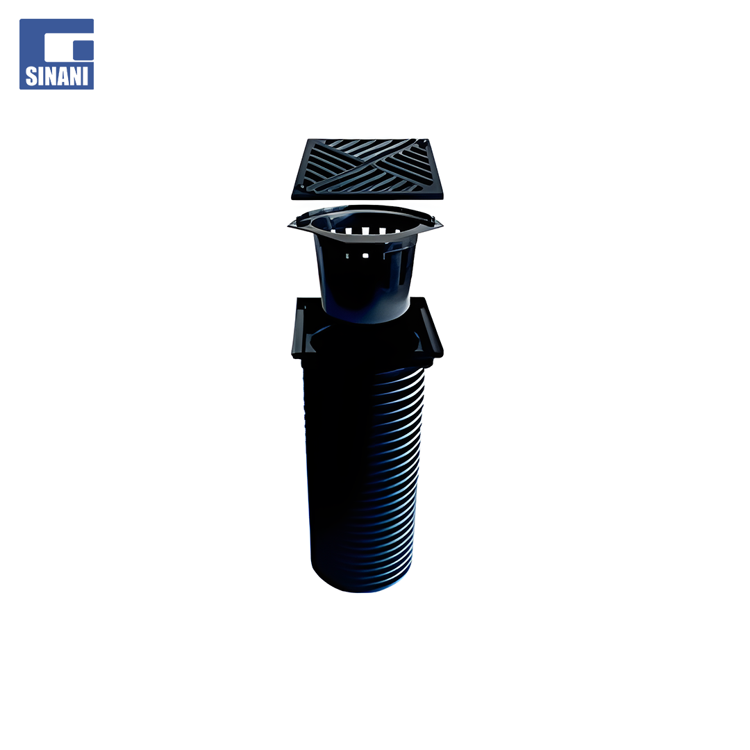 Pikë drenazhi Ø200 AccuGully PP 25.6x25.6x58cm, me grilë plastike klas A15