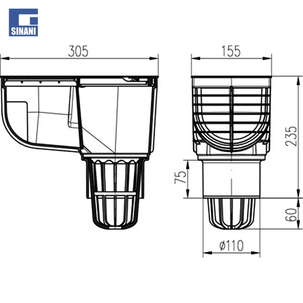 Piletë shiu me pusetë Ø110 mm