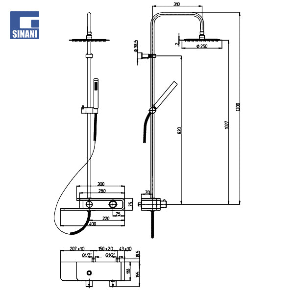 Kollonë dushi termostatike PAD