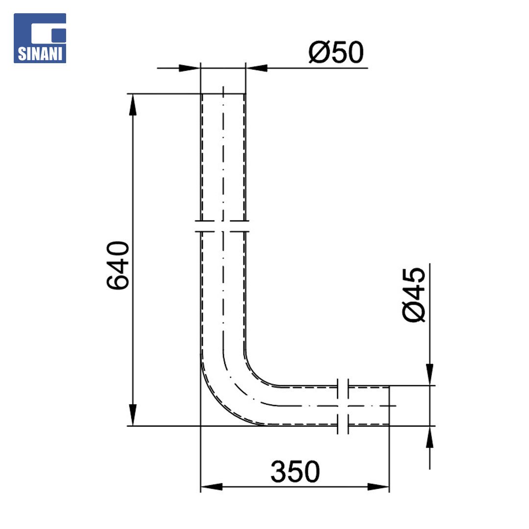 Tub shkarkimi i bardhë Ø40/50 për kasetë plastike 67cm
