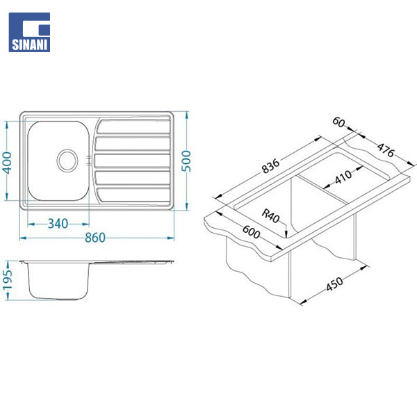 Lavapjatë inoksi Zoom Maxim me sifon