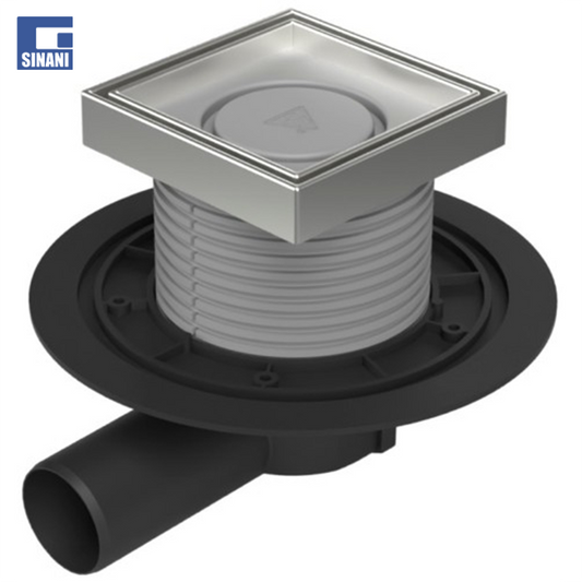 Piletë dyshemeje horizontale Ø50 me kornizë inoksi dhe grilë Ceramics