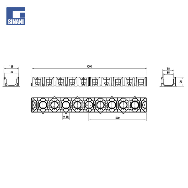 Kanal plastik ACO Self® pa grilë, e përshatshme për Hexaline 2.0
