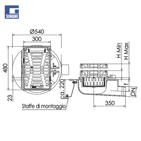 Pusetë shkarkimi me fllanxhë për ura ACO Multitop HSD-2
