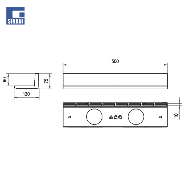 Kornizë plastike forme L ACO Self® për kullim linear, e përshatshme për Hexaline