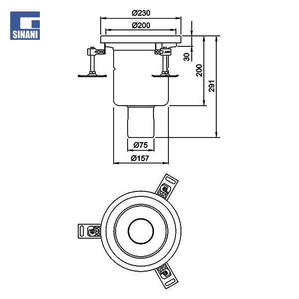 Lartesi fikse me shkarkim vertikal e rrumbullaket, sifon kunder eres Gully 157 ACO Hygienic