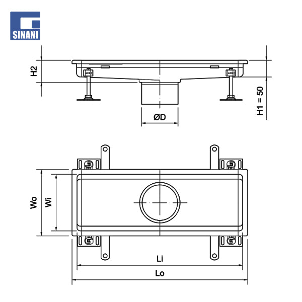 Kanal dyshemeje ACO Hygienic kornize e zgjeruar