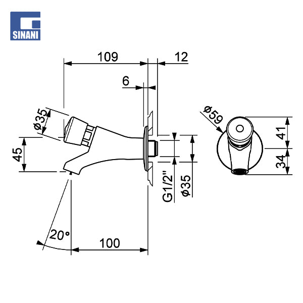 Rubinetë lavamani muri