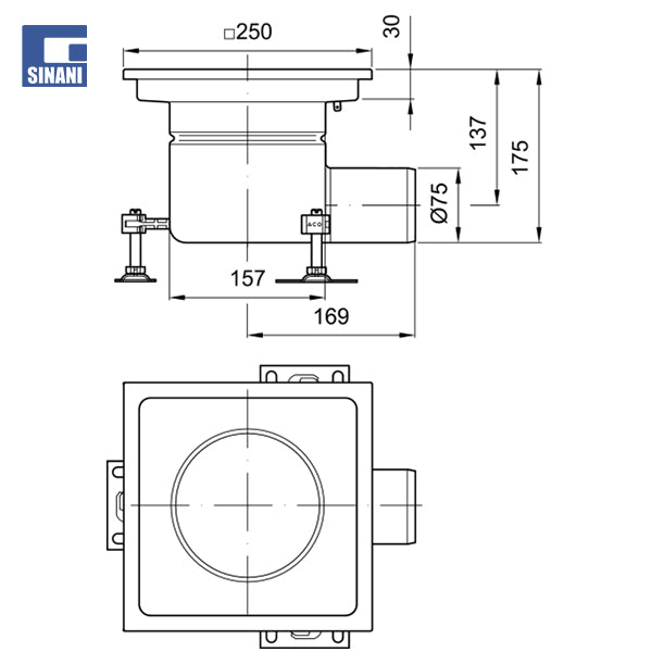 Pilete inoksi horizontale Gully 157 me sifon ACO Hygienic