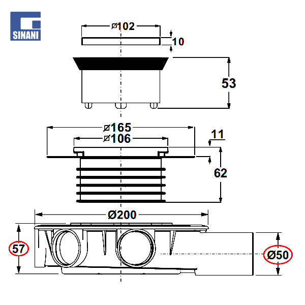 Piletë dyshemeje Maxidrain me 5 dalje