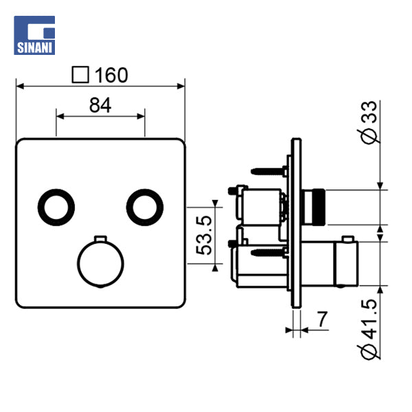 Grup dushi inkaso Eden katror me dy butona i zi mat