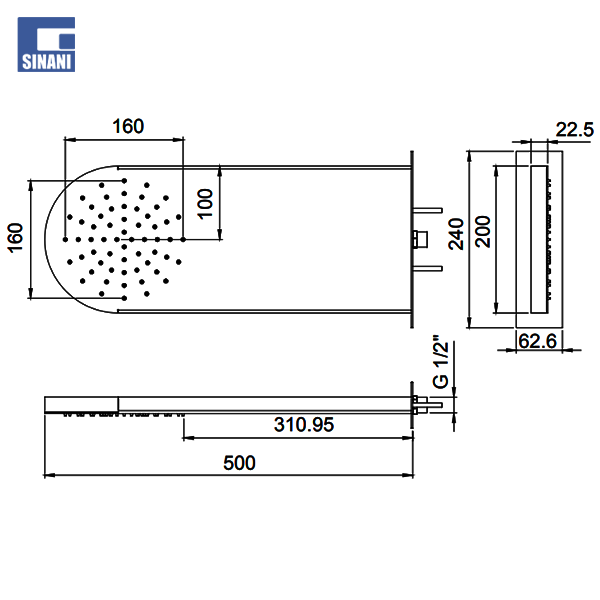 Kokë dushi muri me ujëvare ZC1