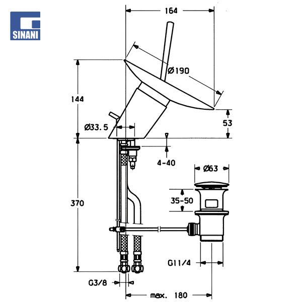 Grup lavamani me grykë xhami HansaMurano