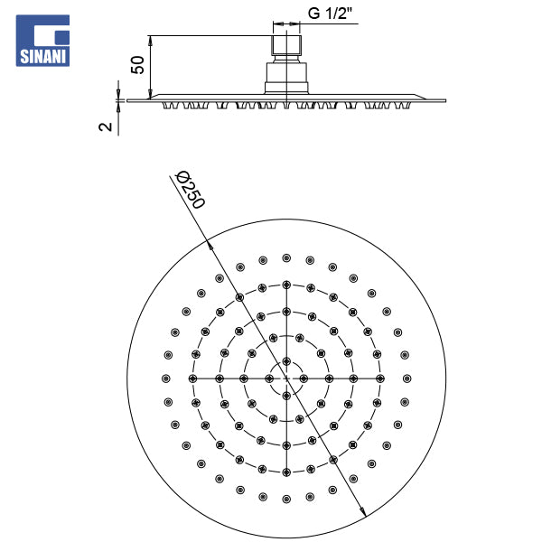 Kokë dushi rrethore Ultra-Slim