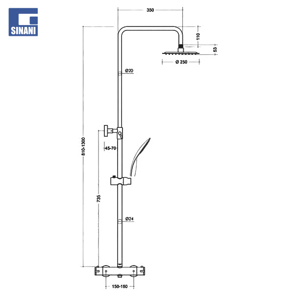 Kollonë dushi me devijator Fusion e zezë mat