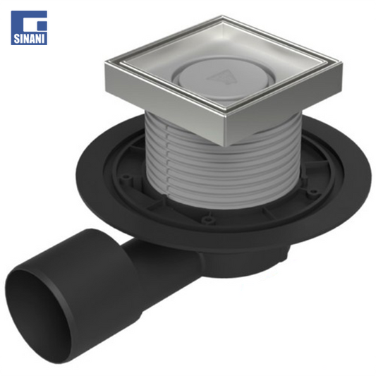 Piletë dyshemeje universale horizontale Ø50/75 me fllanxhë dhe grilë inoksi Ceramica