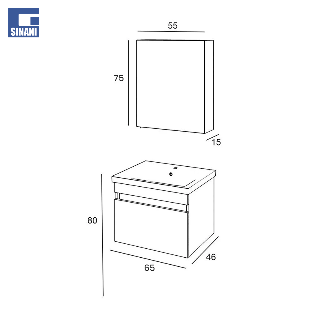 Mobilje tualeti More 65 e bardhë