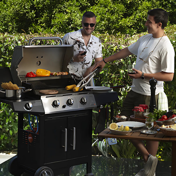 Barbeque inoksi me gaz Golosone3 me sistem gatimi me gurë vullkanik