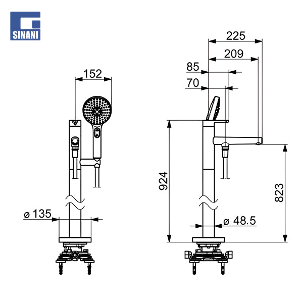 Kollonë për vaskë nga dyshemeja HansaDesigno Style