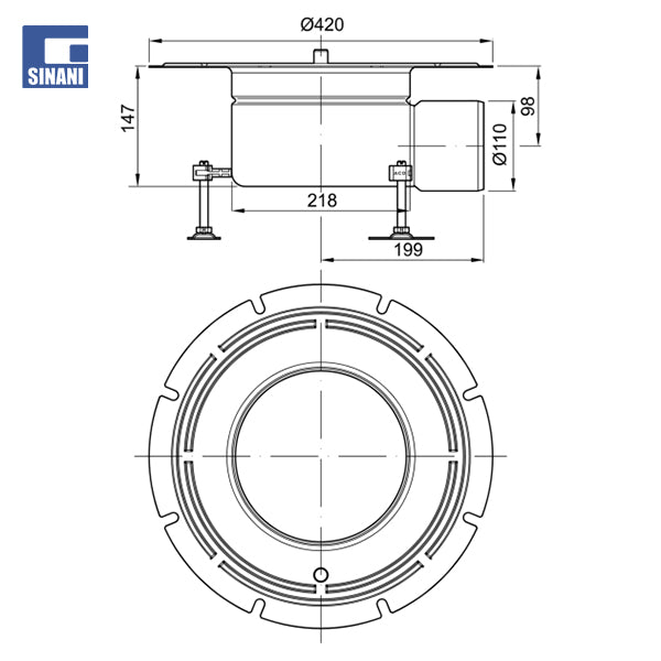 Pilete inoksi horizontale Gully 218 teleskopike me sifon ACO Hygienic