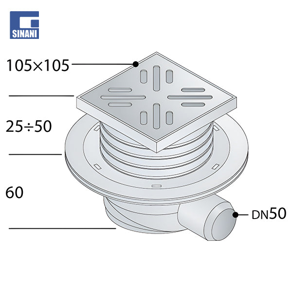 Pilete dyshemeje H Ø50 me grile inoksi