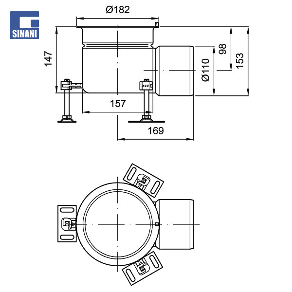 Pilete inoksi ACO Hygienic teleskopike, FAT, FHD