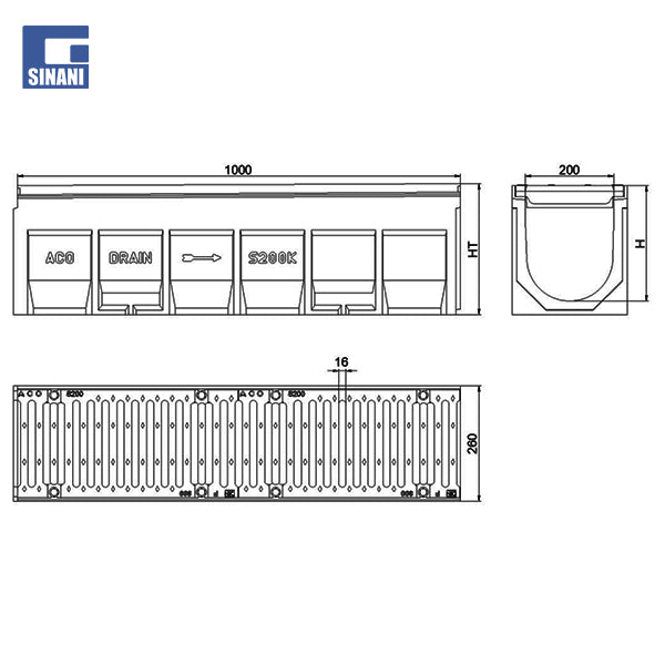 Kanal me grile hekuri S200 - Seria S tipi 0.0