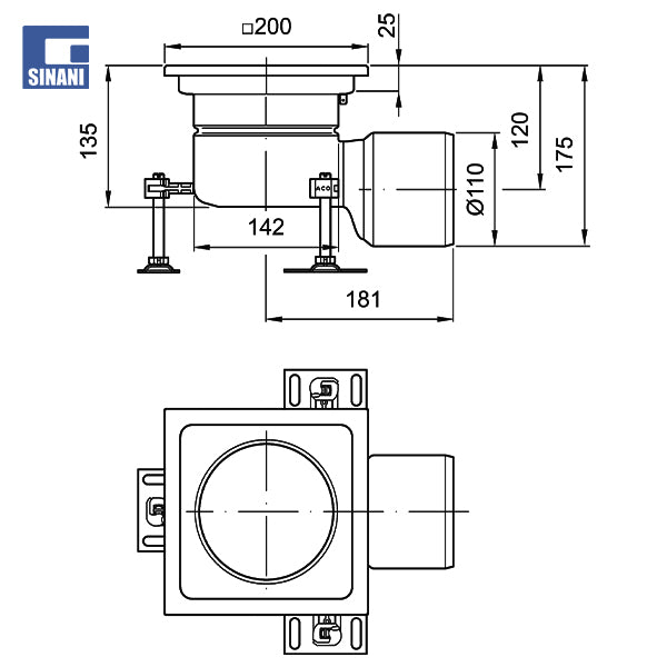 Pilete inoksi horizontale Gully 142 me sifon (Pa grile)