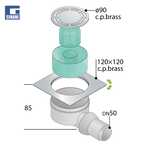 Pilete dyshemeje H Ø50 me grile bronzi