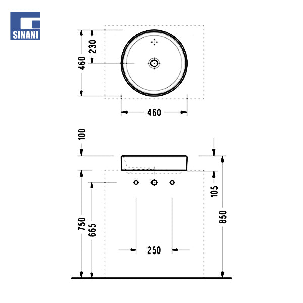 Lavaman mbi mobilje Minimal Ø46 cm