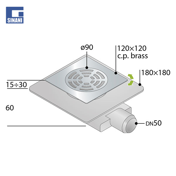 Pilete dyshemeje H me fllanxhe Tirana Ø50 me grile bronzi