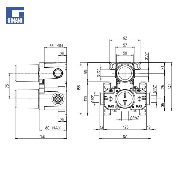 Grup dushi inkaso termostatik COX