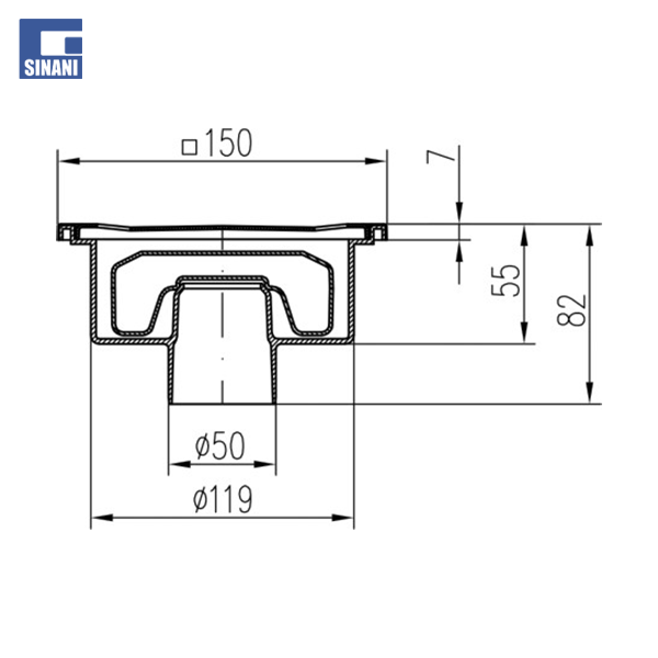 Piletë dyshemeje vertikale Neptun me grilë inoksi