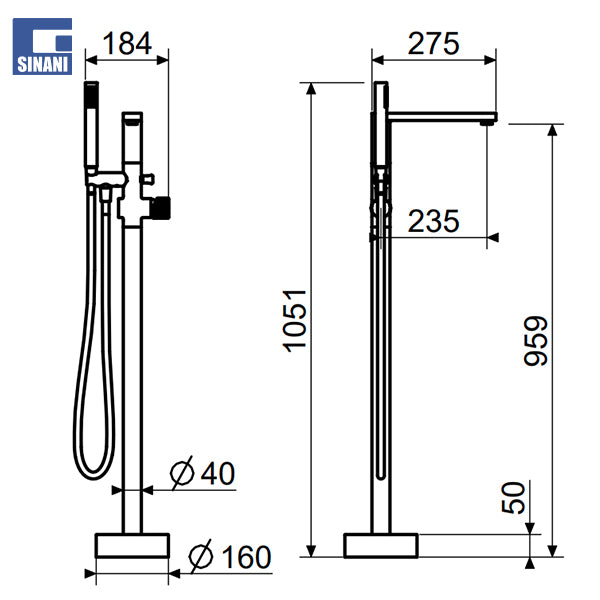 Kollonë vaske dyshemeje Shine - Rose Gold