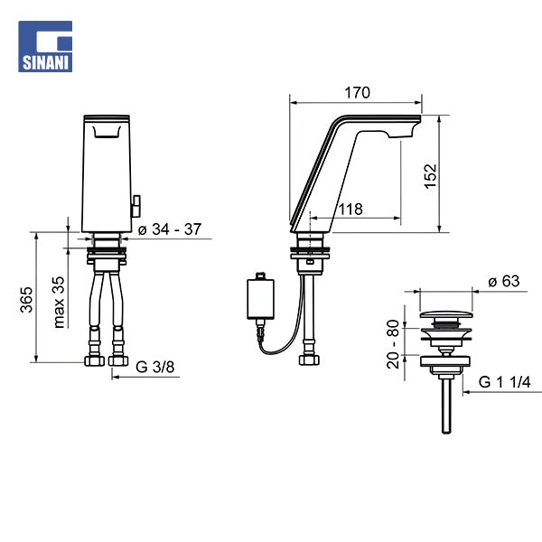 Grup lavamani Alessi Sense Tiptronic / Battery-operated