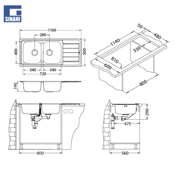 Lavapjatë inoksi Line Maksim 100